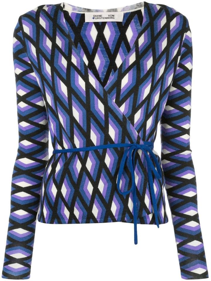 Diane Von Furstenberg Printed Tie Waist Top - Blue
