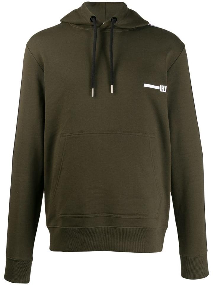 Les Hommes Urban Stripe Appliqué Hoodie - Green