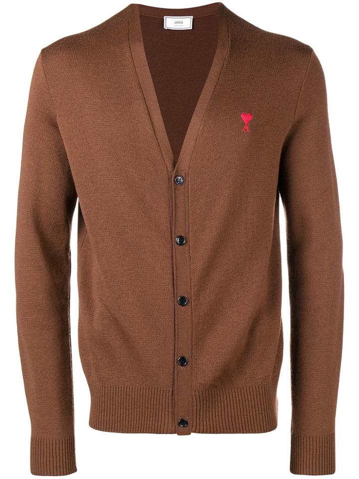 Ami Alexandre Mattiussi Ami De Coeur Cardigan - Brown