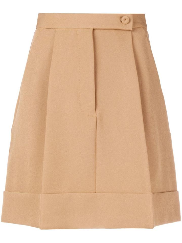 Sara Battaglia Pleated Mini Skirt - Nude & Neutrals