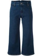 P.a.r.o.s.h. Flared Cropped Jeans, Women's, Size: Medium, Blue, Cotton/spandex/elastane