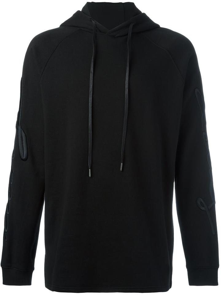D.gnak Embroidered Hoodie, Men's, Size: 48, Black, Cotton