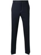 Prada Contrast Stitch Trousers, Men's, Size: 50, Blue, Viscose/virgin Wool