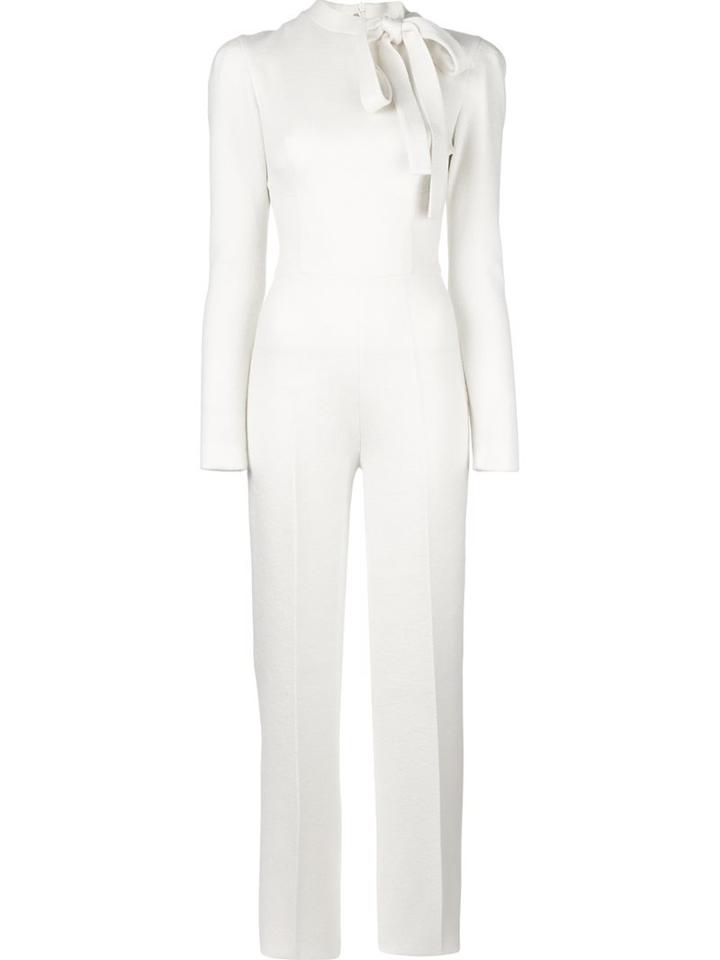 Ermanno Scervino Neck Tie Longsleeved Jumpsuit, Women's, Size: 40, Nude/neutrals, Wool/silk/cashmere