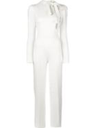 Ermanno Scervino Neck Tie Longsleeved Jumpsuit, Women's, Size: 40, Nude/neutrals, Wool/silk/cashmere