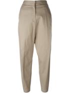 Alberto Biani Pleated Tapered Cropped Trousers
