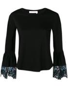 See By Chloé Lace Trim Cropped Top - Black