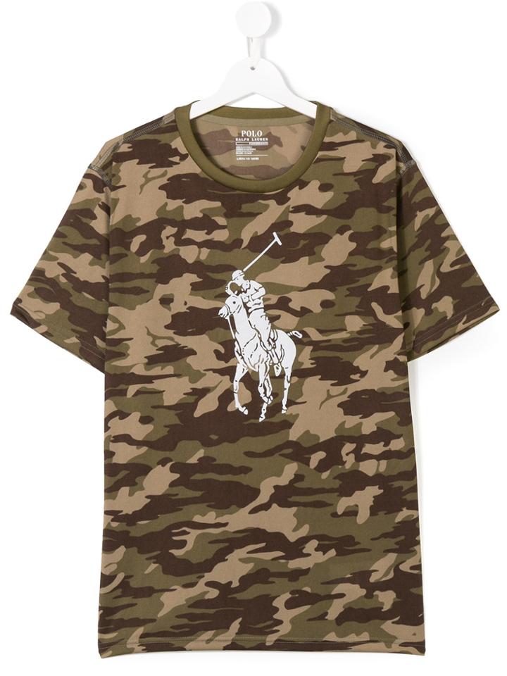 Ralph Lauren Kids Camouflage Logo Print T-shirt - Green