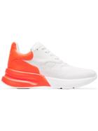 Alexander Mcqueen Orange And White Runner Leather Sneakers