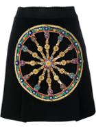 Dolce & Gabbana Embellished Skirt, Women's, Size: 40, Black, Silk/polyester/spandex/elastane/glass