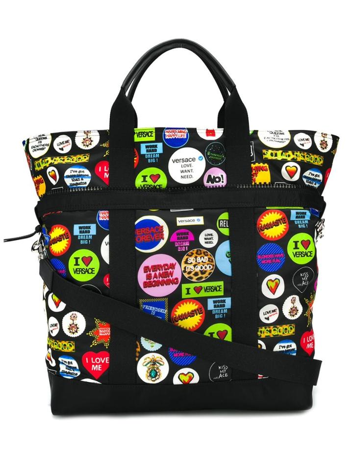 Versace Sticker Print Tote - Black