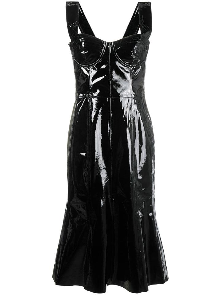 Natasha Zinko Corset Patent Leather Midi Dress - Black