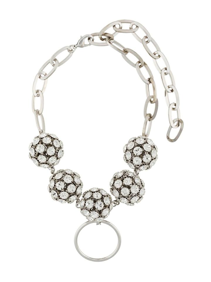 Alessandra Rich Embellished Sphere Necklace - Silver
