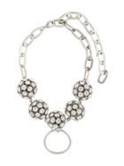 Alessandra Rich Embellished Sphere Necklace - Silver