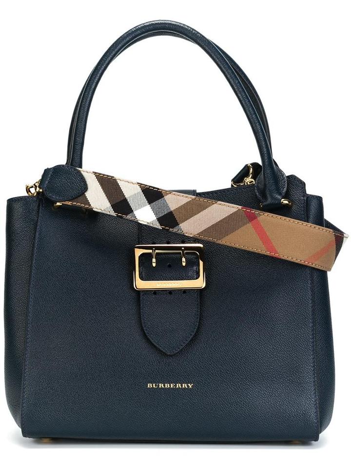 Burberry Buckled Closure Shoulder Bag, Women's, Blue, Calf Leather