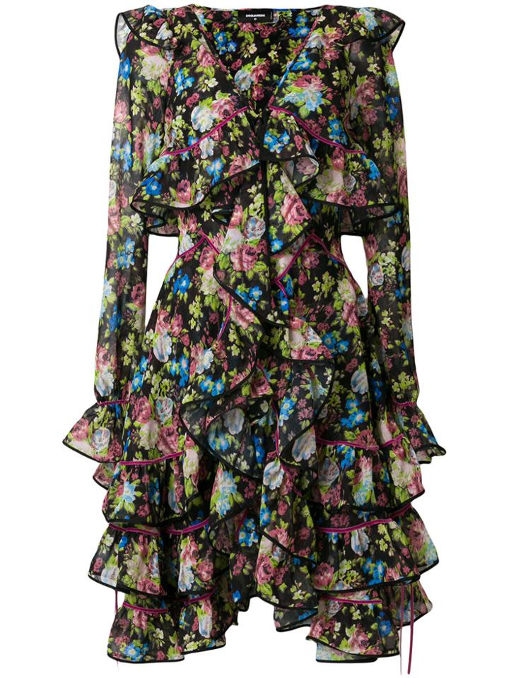 Dsquared2 Floral Ruffled Dress - Multicolour