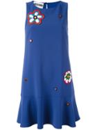 Moschino Flower Power Dress, Women's, Size: 40, Blue, Polyester/triacetate