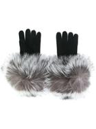 N.peal Fur-trim Gloves - Black
