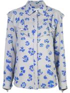 Novis Floral Print Ruffle Shirt - Grey