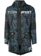 Plein Sport Camouflage Print Quilted Coat - Blue
