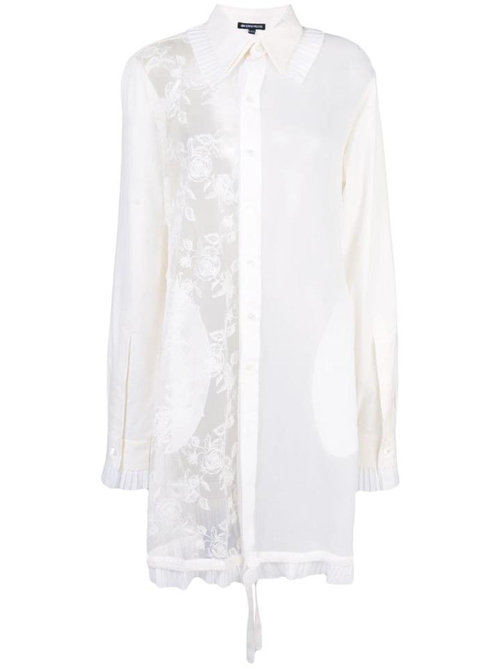 Ann Demeulemeester Lace Panelled Long Shirt - White
