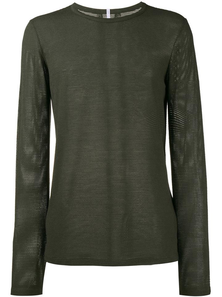 Lot78 - Mesh Long Sleeve T-shirt - Men - Spandex/elastane/viscose - Xl, Green, Spandex/elastane/viscose