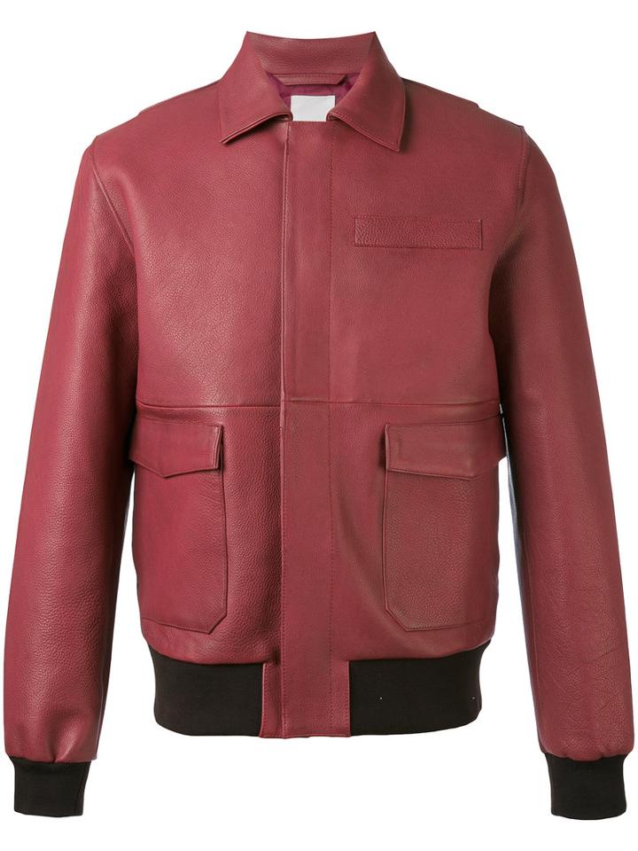 Wood Wood - Dean Jacket - Men - Leather/polyester - Xl, Red, Leather/polyester