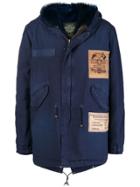 Mr & Mrs Italy Patched Trimmed Hood Parka - Blue
