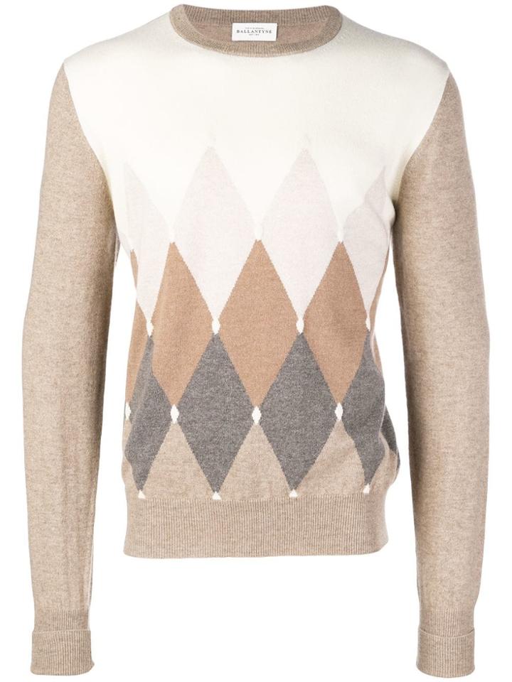 Ballantyne Colour Contrast Round Neck Sweater - Nude & Neutrals