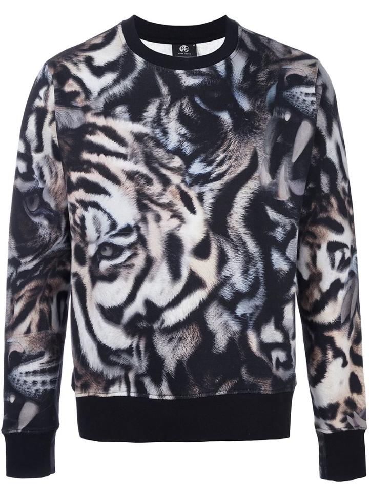 Ps By Paul Smith Animal Print Sweatshirt, Men's, Size: Small, Black, Cotton