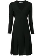 Givenchy - Pleated Skirt V-neck Dress - Women - Polyamide/spandex/elastane/viscose - S, Black, Polyamide/spandex/elastane/viscose