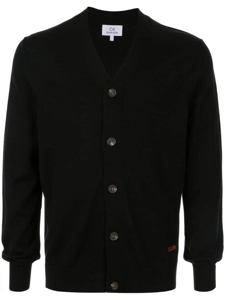 Ck Calvin Klein Embroidered Logo Cardigan - Black