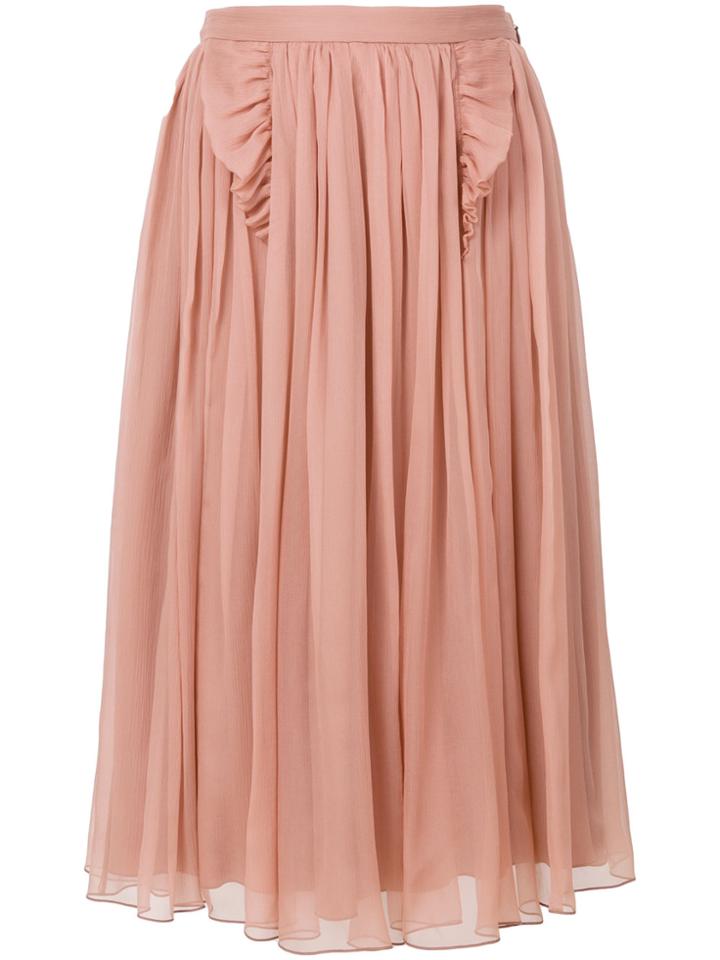 No21 Pleated Ruffle Skirt - Pink & Purple