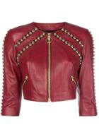 Philipp Plein Studded Cropped Jacket - Red