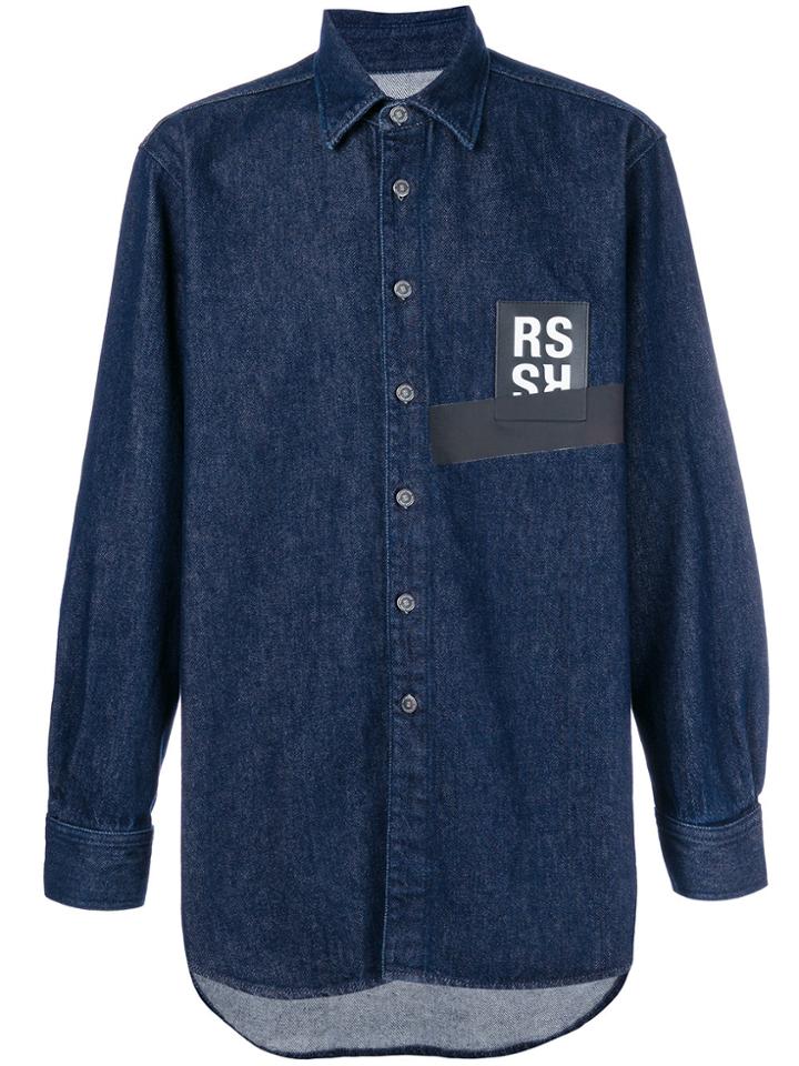 Raf Simons Logo Patch Denim Shirt - Blue