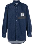 Raf Simons Logo Patch Denim Shirt - Blue