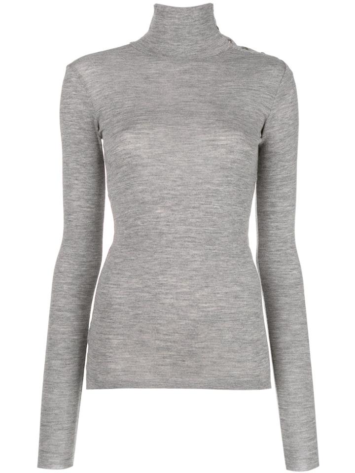 Pinko Button-detail Turtleneck Sweater - Grey