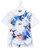 Roberto Cavalli Kids - Lion Print Paint Splatter T-shirt - Kids - Cotton/spandex/elastane - 12 Yrs, White
