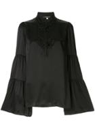 Andrew Gn Embroidered Flared Blouse - Black