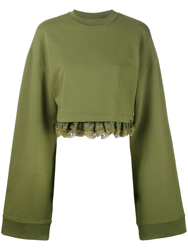 Puma - Fenty Cropped Sweatshirt - Women - Cotton/polyester/spandex/elastane - Xs, Green, Cotton/polyester/spandex/elastane