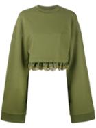 Puma - Fenty Cropped Sweatshirt - Women - Cotton/polyester/spandex/elastane - Xs, Green, Cotton/polyester/spandex/elastane