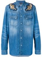 Just Cavalli - Denim Appliqué Shirt - Men - Cotton - 52, Blue, Cotton