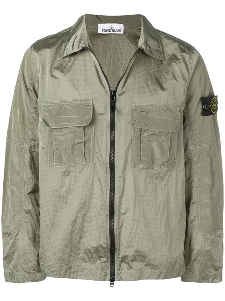 Stone Island Zip Front Lightweight Jacket - Green