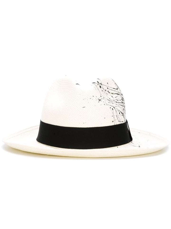 Sensi Studio Splatter Print Panama Hat, Women's, Size: Small, White, Straw