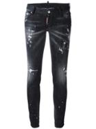 Dsquared2 Jennifer Distressed Stonewash Jeans, Women's, Size: 38, Black, Cotton/spandex/elastane