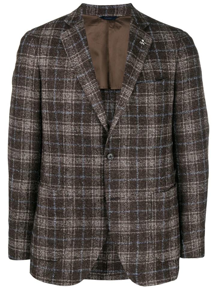 Tombolini Check Single-breasted Blazer - Brown