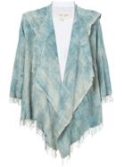 Greg Lauren Frayed Hooded Draped Jacket - Blue