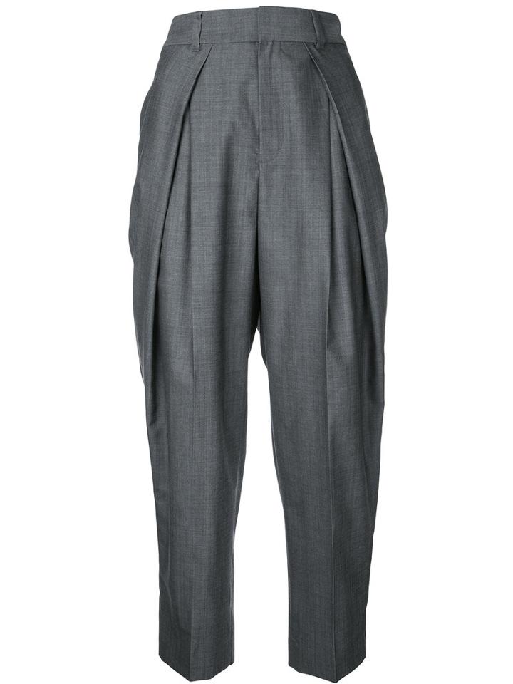 Le Ciel Bleu - Tucked Tailored Trousers - Women - Wool - 36, Grey, Wool