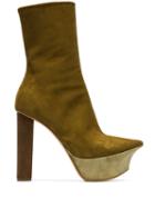 Y/project Khaki 140 Point-toe Suede Platform Boots - Green