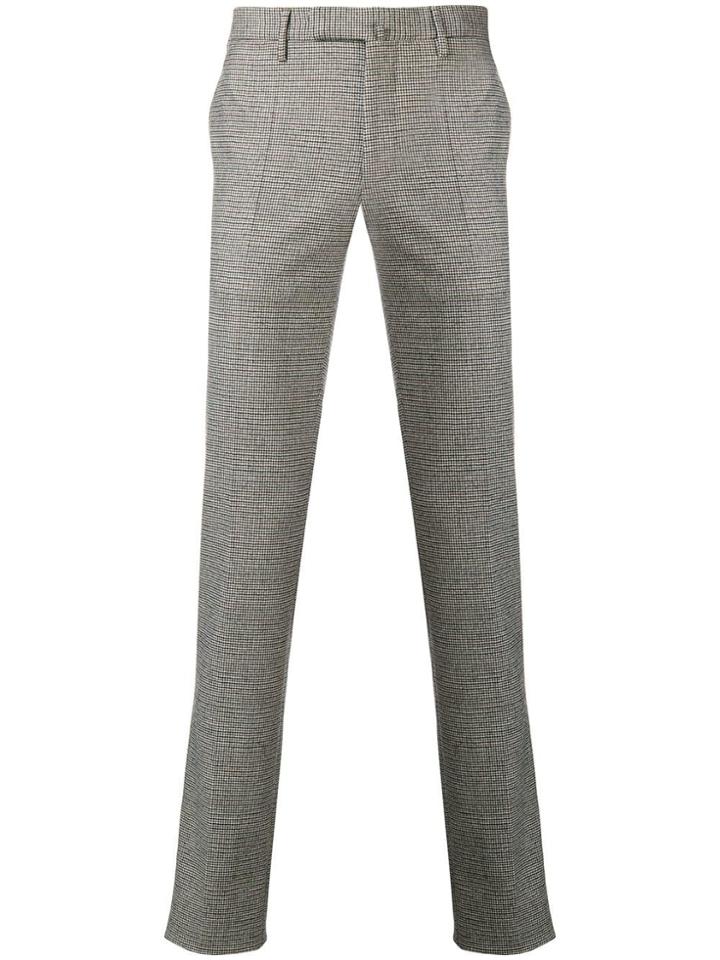 Incotex Houndstooth Straight-leg Trousers - Black